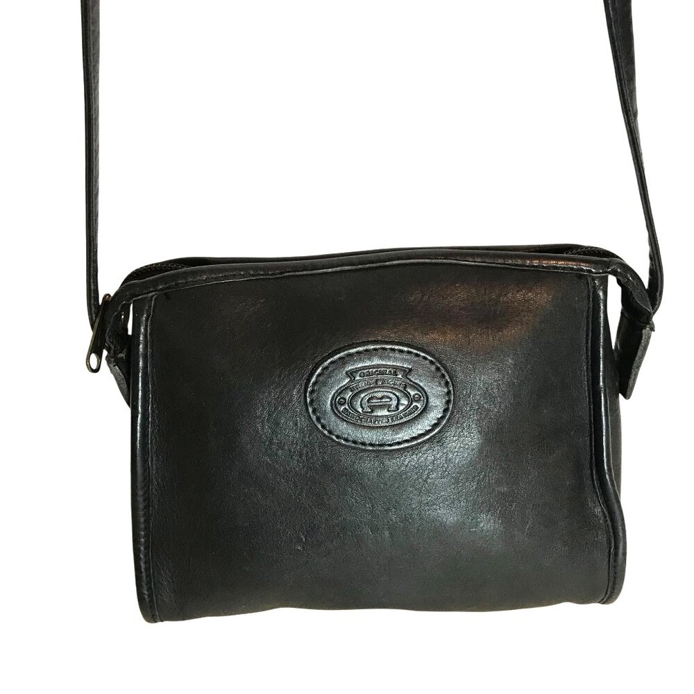AIGNER Black Leather Small Crossbody Bag 8 X 6